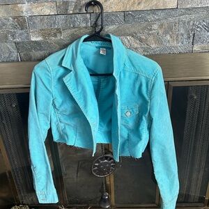 Women's Blue Cropped Denim Jacket